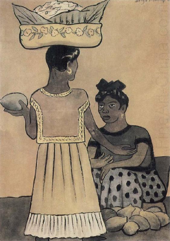 Diego Rivera Two Woman china oil painting image